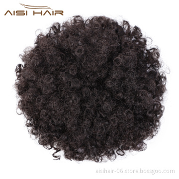 Aisi Hair Kinky Curly Puff Hair Bun Ponytail Women's Afro Short Curly Synthetic Chignon Hair Extension For Black White Women